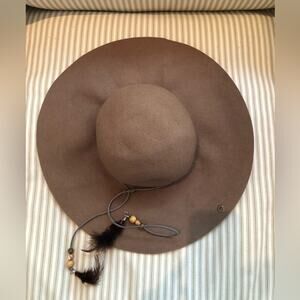 Peter Grimm Brown Wool Felt Brimmed Hat with Feathers